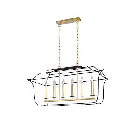 Cwi Lighting Tudor 6 Light Island/Pool Table Chandelier With Satin Gold & Black Finish 1223P36-6-602